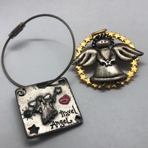 VTG Christmas Wishes Pin, travel Angel Tag